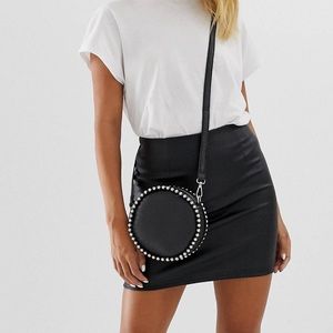 Asos design sculpt me leather mini skirt